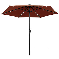 vidaXL Parasol avec LED et mât en aluminium 270 cm Terre cuite