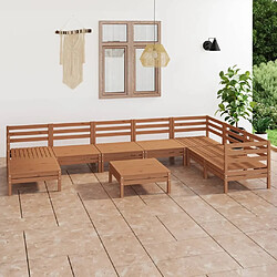 Maison Chic Salon de jardin 9 pcs - Table et chaises d'extérieur - Mobilier/Meubles de jardin Moderne Bois de pin massif Marron miel -MN20618