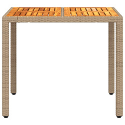 Acheter vidaXL Table de jardin beige 90x90x75 cm résine tressée et bois acacia