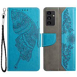 Etui en PU anti-rayures, motif papillon et fleur avec support bleu pour votre Samsung Galaxy A13 5G