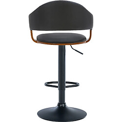 Acheter Decoshop26 Tabouret de bar design rétro chic assise en PVC noir et bois noyer piètement en métal noir 10_0005292