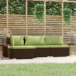 Maison Chic Salon de jardin 4 pcs + coussins - Mobilier/Meubles de jardin - Table et chaises d'extérieur Marron Résine tressée -MN76572