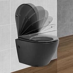 Avis Ecd Germany Toilette suspendu sans rebord noir mat avec siège WC Soft Close salle de bain