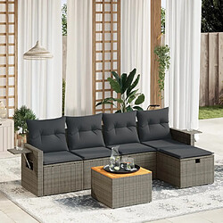 Maison Chic Ensemble Tables et chaises d'extérieur 6pcs avec coussins,Salon de jardin gris résine tressée -GKD517405