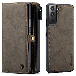 Etui en PU CASEME anti-rayures, surface mate, détachable 2 en 1 avec support marron pour votre Samsung Galaxy S22 5G