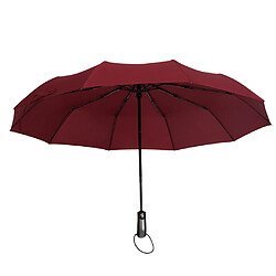 Parapluie De Voyage Automatique Auvent Coupe-vent Automatique Ouvert Fermer Vin Rouge