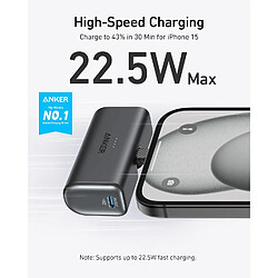 SANAG Batterie Externe Nano 5000 Mah 22,5 W, Connecteur Usb-C Pliable Intégré, Compatible Avec Iphone 16/15, Samsung S22/23, Note20/10, Huawei, Ipad Pro/Air, Airpods Et Plus Encore (Noir)