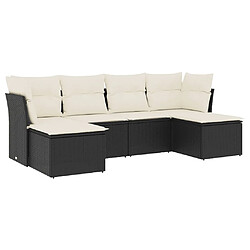 vidaXL Salon de jardin 6 pcs avec coussins noir résine tressée