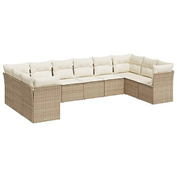 Maison Chic Salon de jardin avec coussins 10 pcs | Ensemble de Table et chaises | Mobilier d'Extérieur beige résine tressée -GKD56379