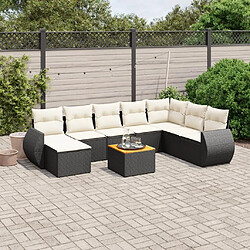 Maison Chic Salon de jardin 9 pcs avec coussins | Ensemble de Table et chaises | Mobilier d'Extérieur noir résine tressée -GKD65618