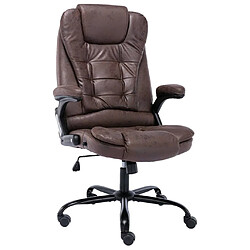 Helloshop26 Chaise fauteuil siège de bureau informatique étude foncé similicuir daim brun 02_0024030