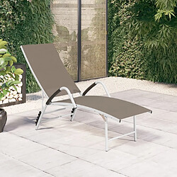 Maison Chic Chaise longue Jardin| Bain de soleil Relax | Transat Textilène et aluminium Taupe -GKD16349