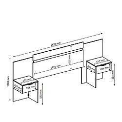 Vente-Unique Tête de lit extensible avec chevets - 140/160 cm - Coloris : Naturel - PARATI pas cher