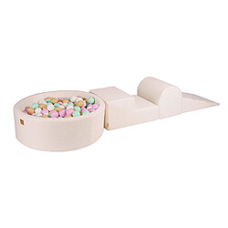 MeowBaby Aire de Jeux en Mousse avec Piscine a Balles, 3 éléments, 200 Balles, Boucle, Blanc :