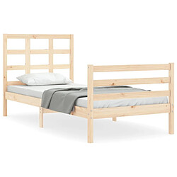 Maison Chic Cadre/structure de lit avec tête de lit pour adulte - Lit Moderne Chambre petit simple bois massif -MN22085