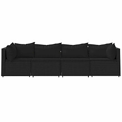 Avis Maison Chic Salon de jardin 4 pcs + coussins - Mobilier/Meubles de jardin - Table et chaises d'extérieur Noir Résine tressée -MN46997