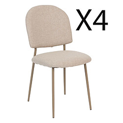 Pegane Lot de 4 chaises en Polyester coloris beige et pieds en acier -Longueur 43 x Profondeur 57 x Hauteur 84 cm