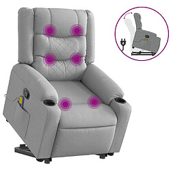 vidaXL Fauteuil de massage inclinable Gris clair Tissu