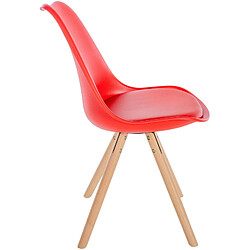 Avis Decoshop26 Chaise de salle à manger x1 style scandinave assise en plastique rouge et pieds ronds en bois clair 10_0001448