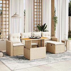 vidaXL Salon de jardin avec coussins 6 pcs beige résine tressée