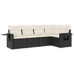 Maison Chic Salon de jardin 5 pcs avec coussins | Ensemble de Table et chaises | Mobilier d'Extérieur noir résine tressée -GKD47805