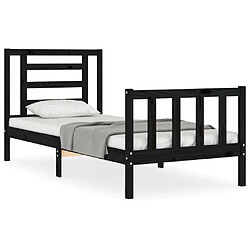 Maison Chic Lit adulte - Cadre de lit et tête de lit,Structure du lit Contemporain pour chambre noir 100x200 cm bois massif -MN30215