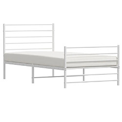 Acheter vidaXL Cadre de lit métal sans matelas avec pied de lit blanc 90x190cm