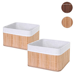 Mendler Bambou Nature Boîtes de rangement - Bambou - Lot de 2 - 33 x 33 cm - Inclus insert