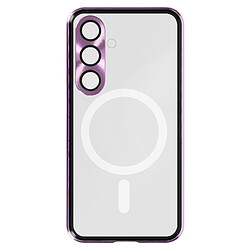 Avizar Coque Intégrale MagSafe pour Samsung S24 Dos Rigide Verre Trempé Violet Clair