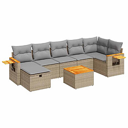 vidaXL Salon de jardin avec coussins 8 pcs beige résine tressée