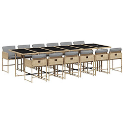 vidaXL Ensemble à manger de jardin et coussins 13 pcs mélange beige