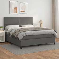 vidaXL Sommier à lattes de lit avec matelas Gris 160x200 cm Similicuir