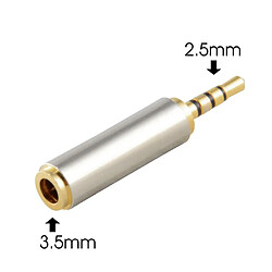 (Lot de 3) Adaptateur Audio Jack 2,5 Mm Mâle à 3,5 (1/8 Pouce) Femelle (plaqué Or)