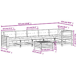 vidaXL Salon de jardin 7 pcs avec coussins blanc bois de pin massif pas cher