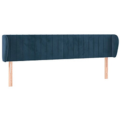 Maison Chic Tête de lit scandinave avec oreilles,meuble de chambre Bleu foncé 203x23x78/88 cm Velours -MN17247