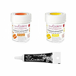 Scrapcooking 2 colorants alimentaires orange-jaune + Stylo glaçage noir