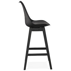 Avis Alterego Tabouret de bar 'CAMILA' noir avec pied en bois noir