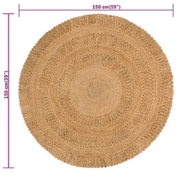 vidaXL Tapis Jute tressé à la main 150 cm Rond pas cher