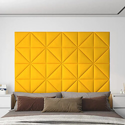 vidaXL Panneaux muraux 12 pcs Jaune 30x30 cm Velours 0,54 m²