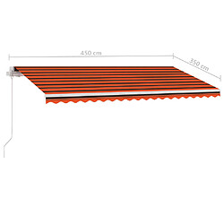 vidaXL Auvent manuel rétractable avec LED 450x350 cm Orange et marron pas cher