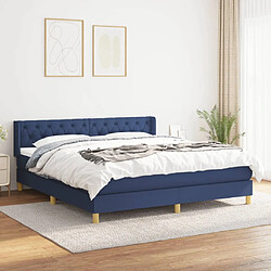 vidaXL Sommier à lattes de lit avec matelas Bleu 160x200 cm Tissu