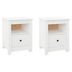 vidaXL Tables de chevet 2 pcs Blanc 40x35x49 cm Bois de pin massif