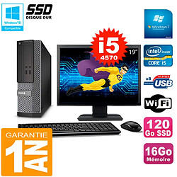 PC DELL 3020 SFF Ecran 19" Core I5-4570 RAM 16Go Disque 120 Go SSD Wifi W7 - Occasion