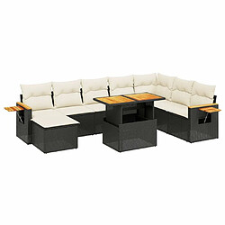 Maison Chic Ensemble Tables et chaises d'extérieur 9 pcs avec coussins,Salon de jardin noir résine tressée -GKD508620