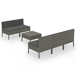 Maison Chic Salon de jardin 6 pcs + coussins - Mobilier/Meubles de jardin - Table et chaises d'extérieur Résine tressée Gris -MN52358