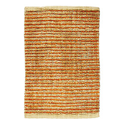 Thedecofactory STABILO LIGNE - Tapis bi-texture beige et orange 60x90