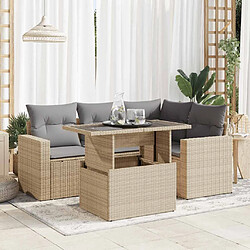 vidaXL Salon de jardin avec coussins 5 pcs beige résine tressée