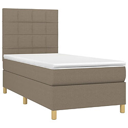 Avis Maison Chic Lit adulte- Lit + matelas,Sommier à lattes de lit et matelas et LED Taupe 90x190 cm Tissu -GKD49667