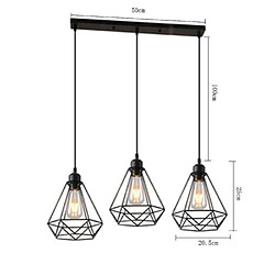 Avis Stoex Suspension Cage forme Diamant Contemporain Lampe Plafonnier Corde Ajustable Luminaire Lustre pour Cuisine Couloir