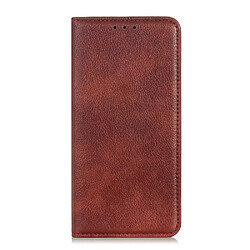 Etui en PU texture litchi, absorption magnétique avec support marron pour votre Motorola Edge X30